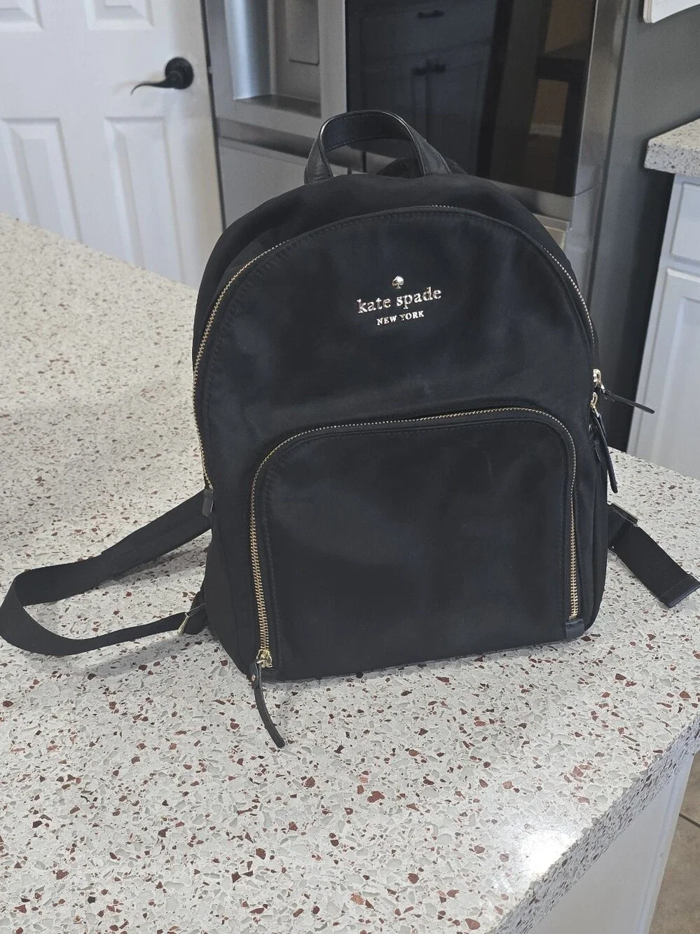 kate spade Black Nylon Backpack with Gold Hardware